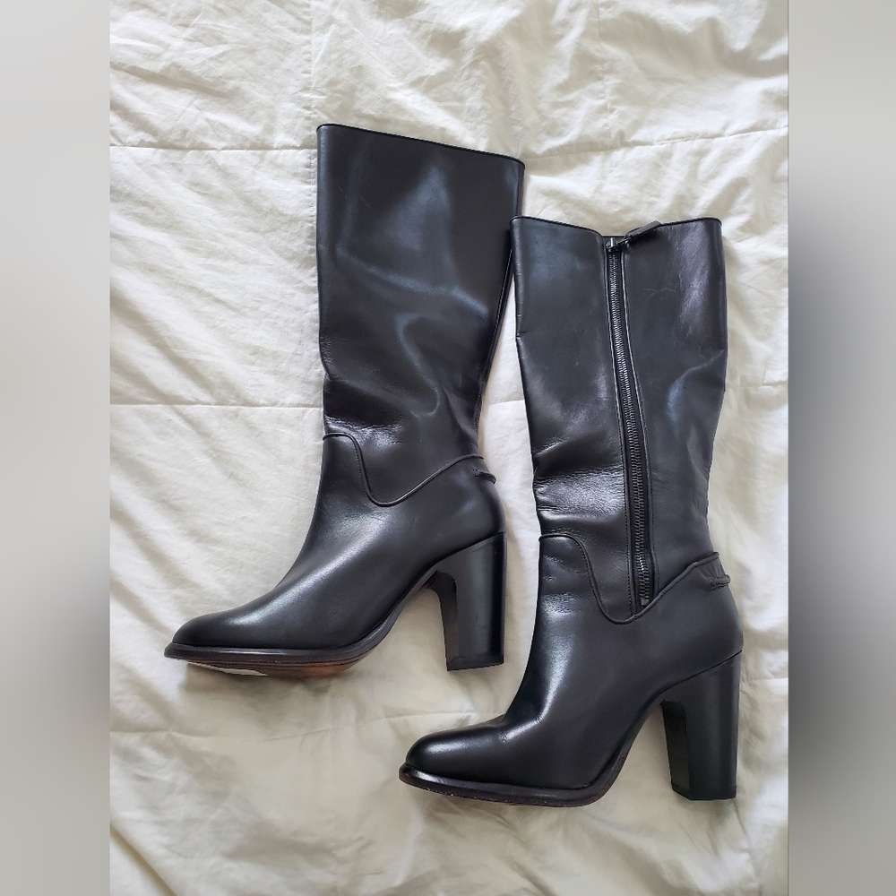 Rag & Bone Liliford Tall Boots 37.5 Black Leather. MSRP $650
